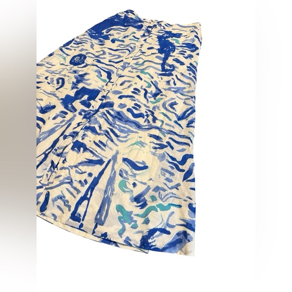 Anthropologie Maeve A-Line Printed Maxi Skirt SIZE 12  Blue Abstract - Picture 8 of 12